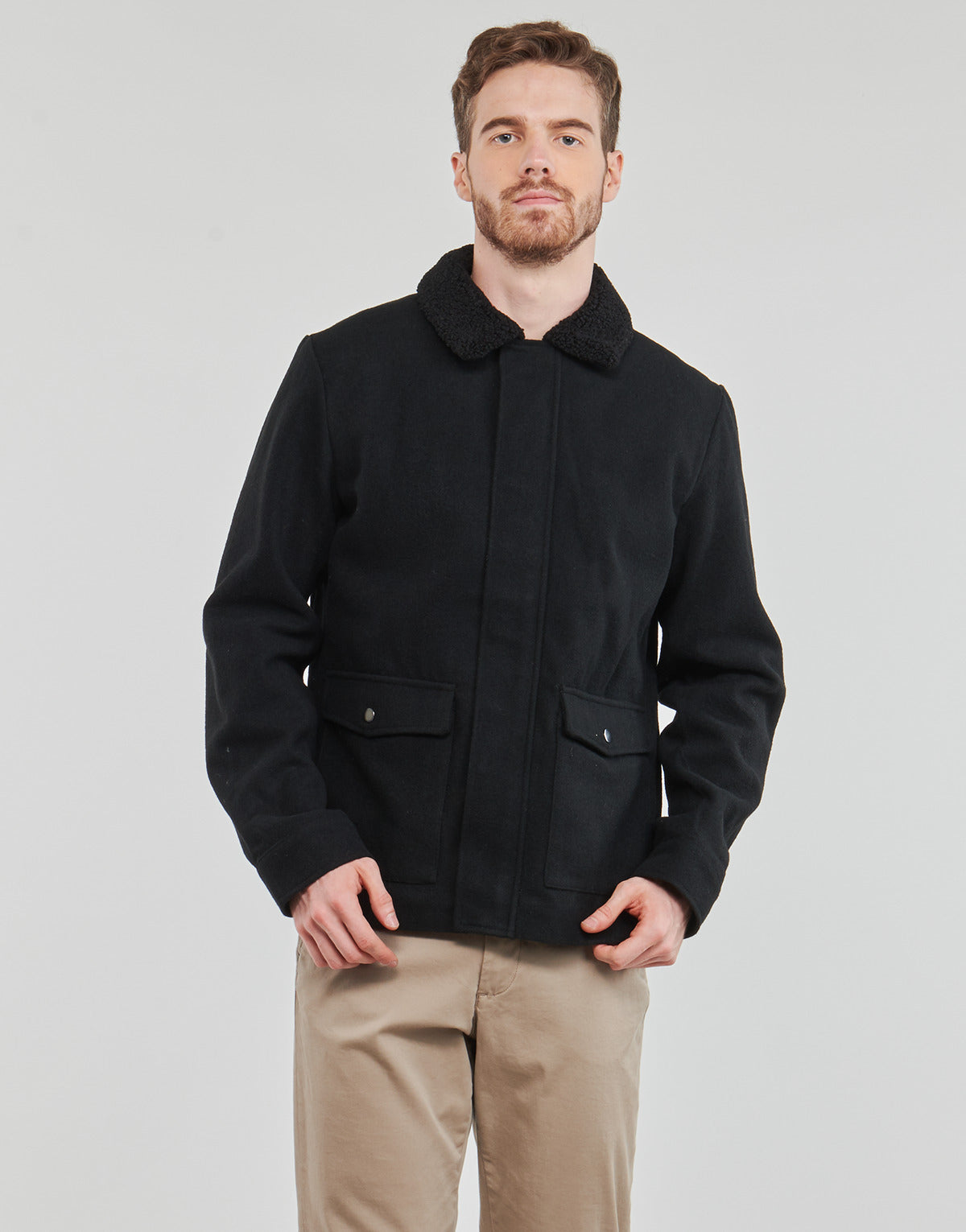 Giubbotto Uomo Jack & Jones JJZAC WOOL JACKET Nero