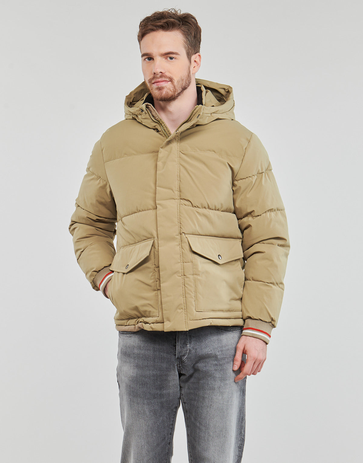 Piumino Uomo Jack & Jones JJDAVID PUFFER JACKET Beige