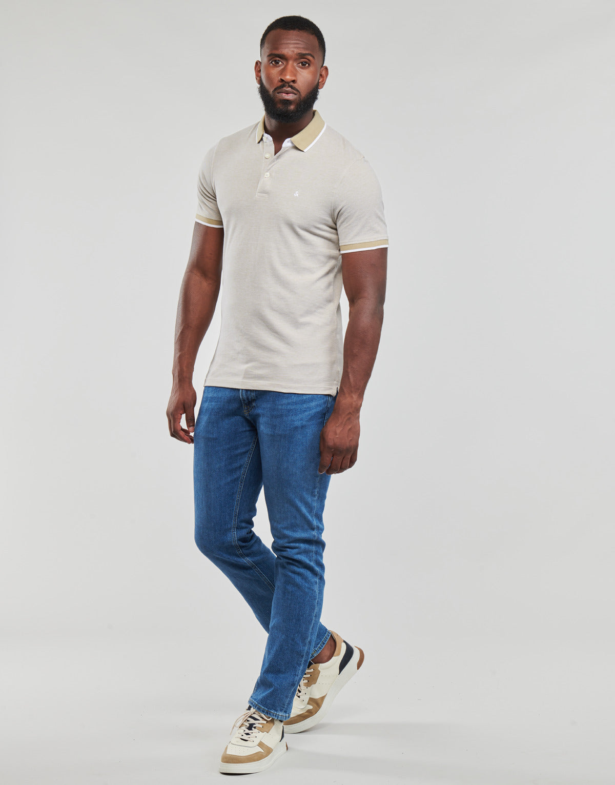 Polo Uomo Jack & Jones JJEPAULOS POLO SS Beige