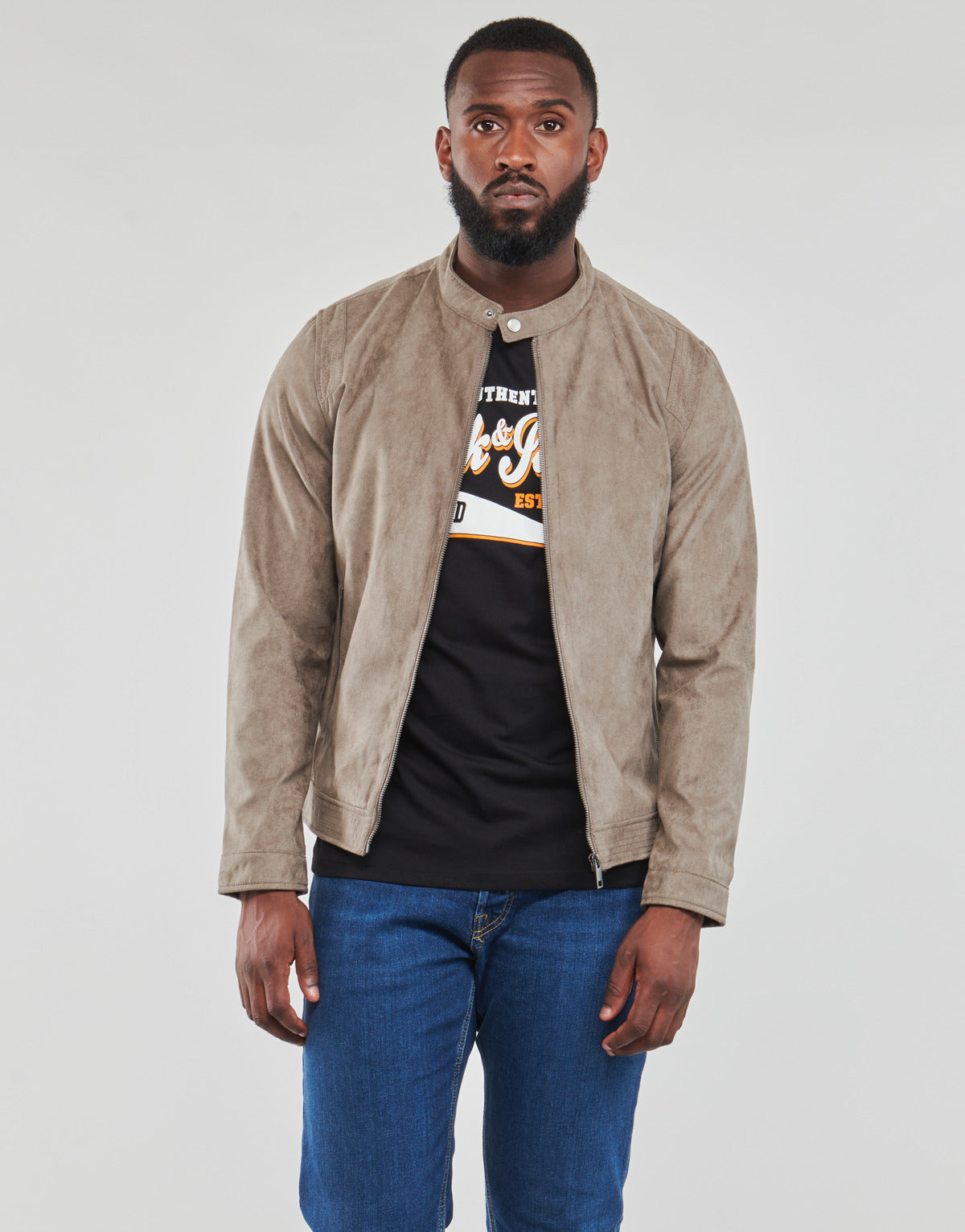 Giacca in pelle Uomo Jack & Jones JJEROCKY CLEAN JACKET Beige