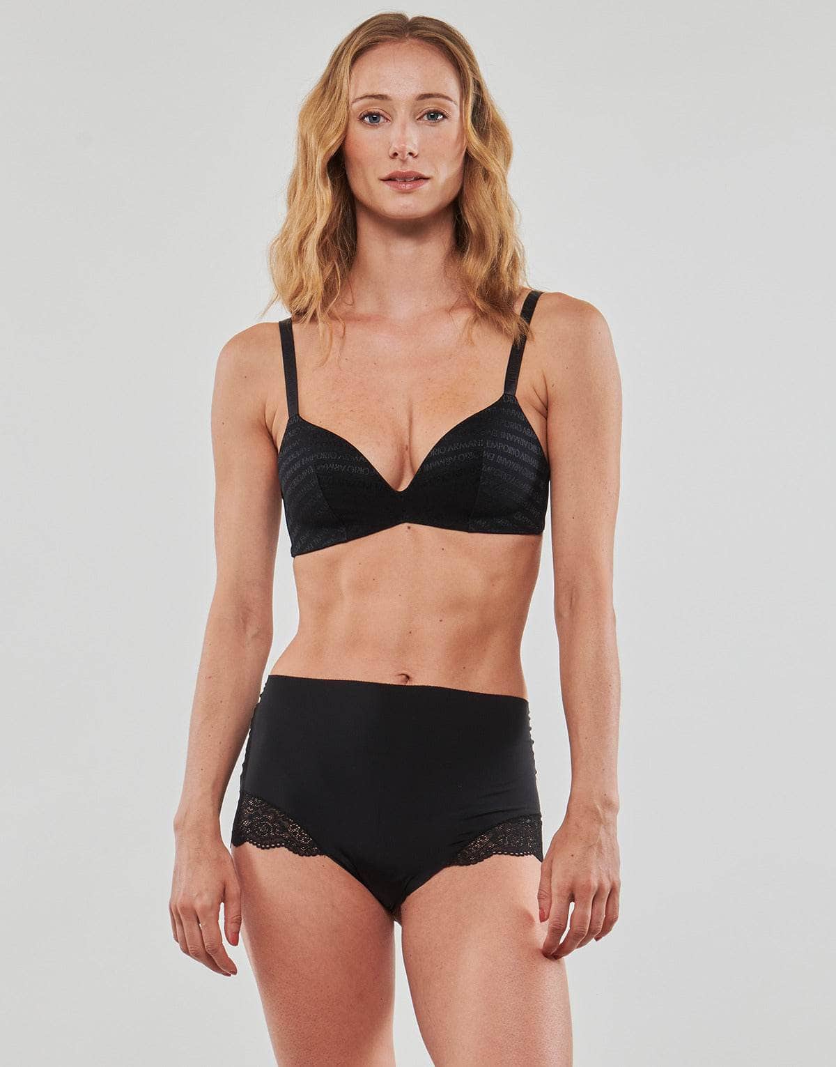 Triangolo/Senza ferretto Donna Emporio Armani ALL OVER LOGO MESH Nero