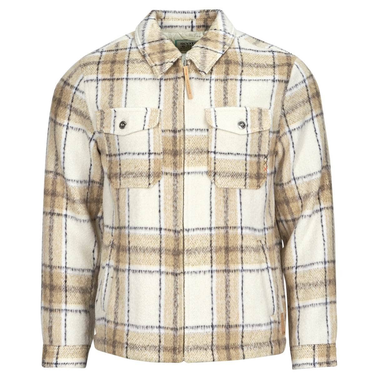 Giubbotto Uomo Scotch & Soda Wool-Blend Zip-Thru Check Overshirt Marrone