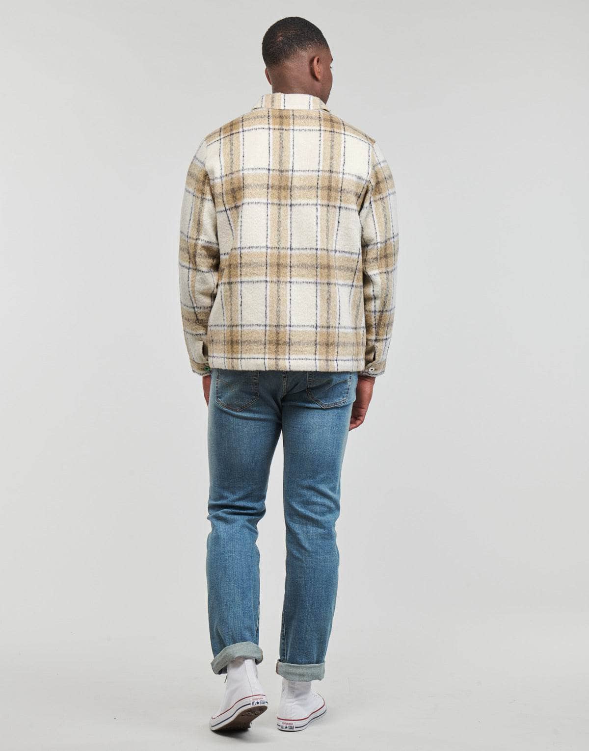 Giubbotto Uomo Scotch & Soda Wool-Blend Zip-Thru Check Overshirt Marrone