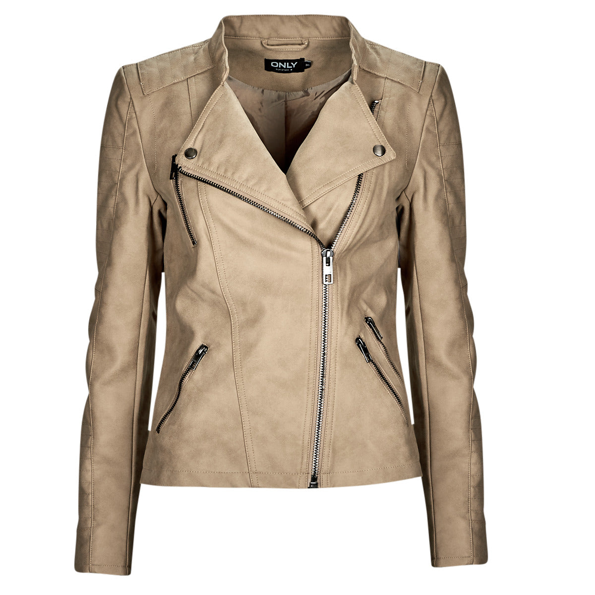 Giacca in pelle Donna Only  ONLAVA FAUX LEATHER BIKER OTW  Beige