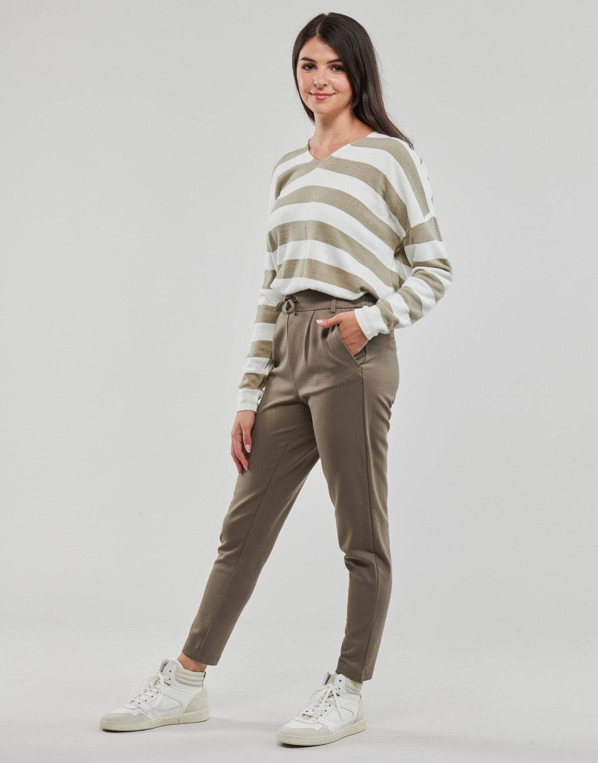 Pantalone Chino Donna Only ONLPOPTRASH LIFE EASY COL PANT PNT Marrone