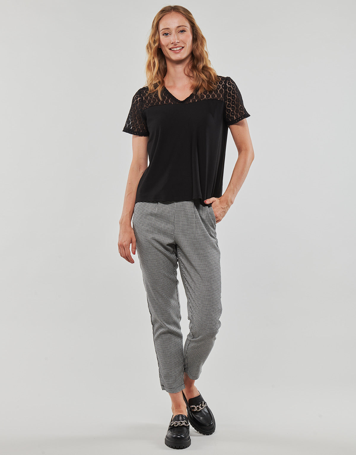 Pantalone Chino Donna Only  ONLPOPTRASH EASY THINK CHECK PNT  Grigio