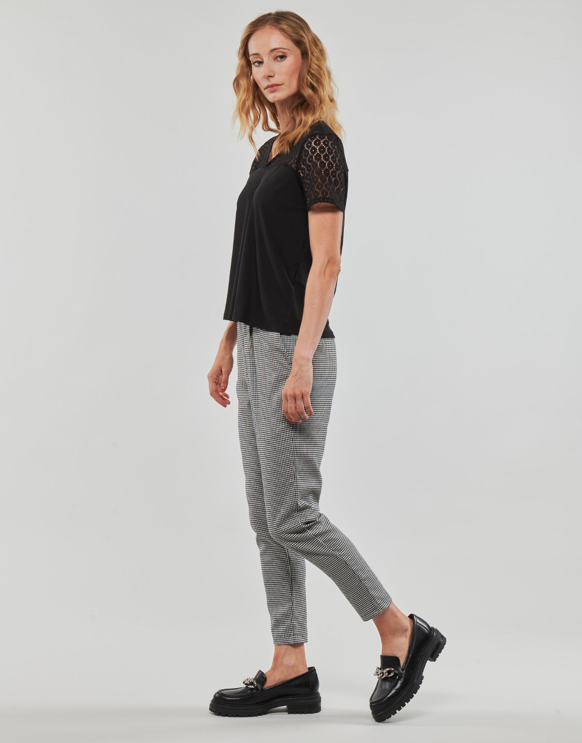 Pantalone Chino Donna Only  ONLPOPTRASH EASY THINK CHECK PNT  Grigio