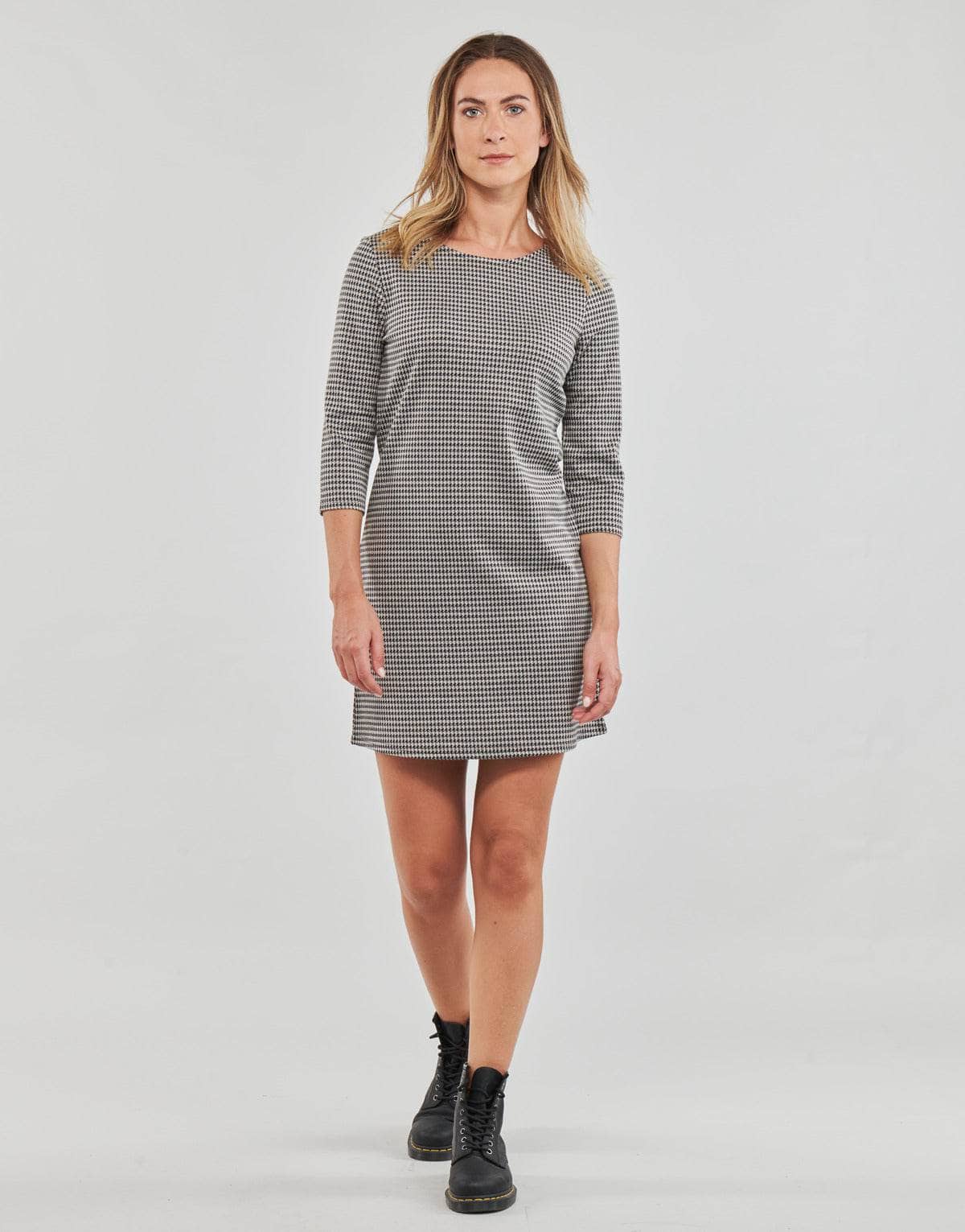 Abito corto Donna Only ONLBRILLIANT 3/4 CHECK DRESS JRS Nero