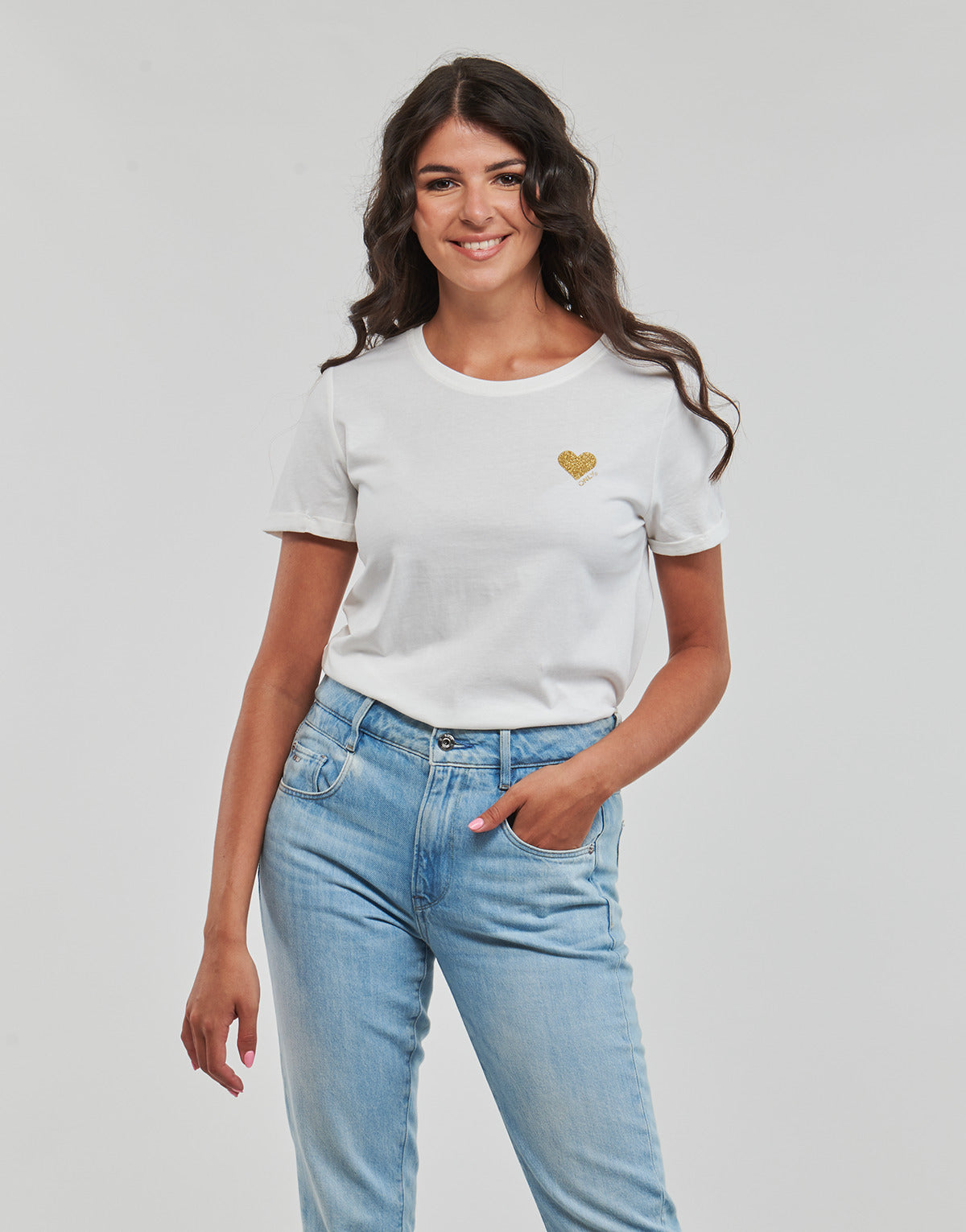 T-shirt Donna Only  ONLKITA S/S LOGO TOP  Bianco