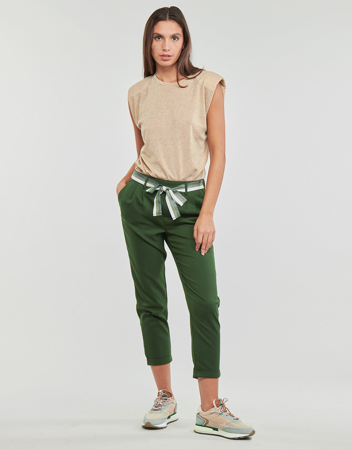 Pantalone Chino Donna Only  ONLRITA LOOSE NEW BELT PANT TLR  Verde