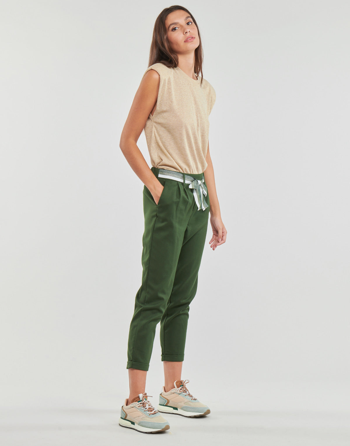 Pantalone Chino Donna Only  ONLRITA LOOSE NEW BELT PANT TLR  Verde