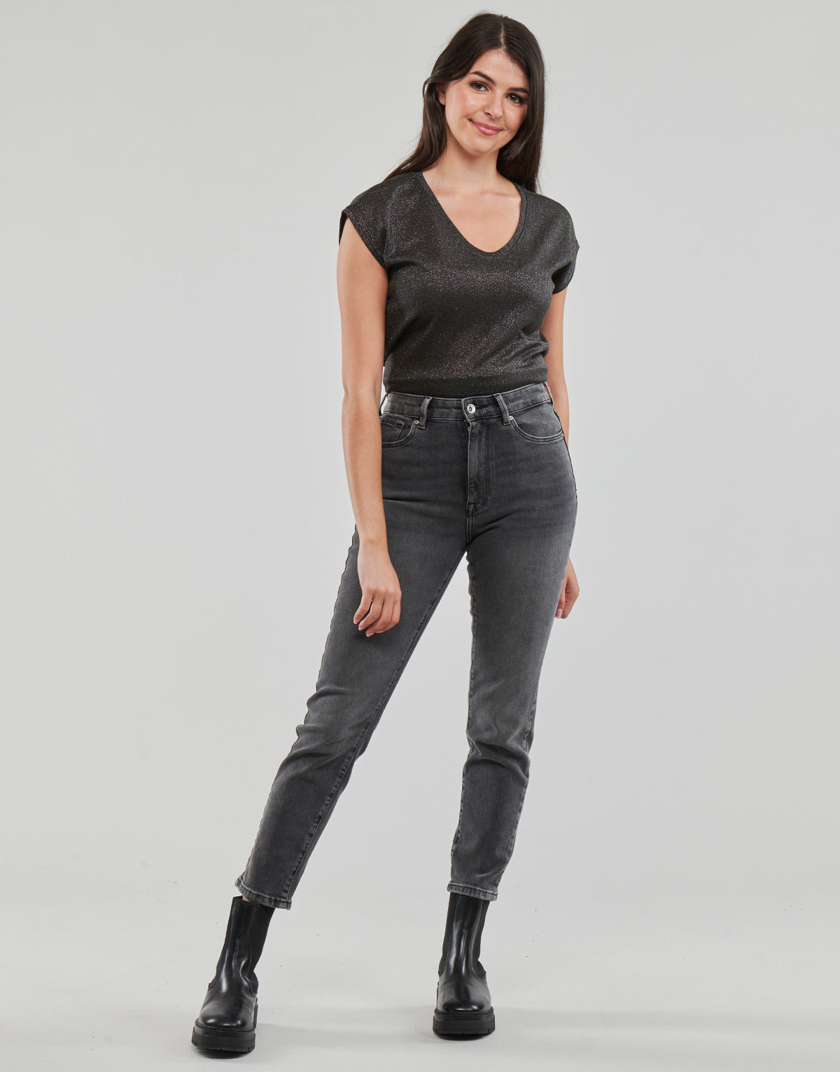 Jeans Mom Donna Only  ONLEMILY STRETCH HW ST AK DNM CRO614  Grigio