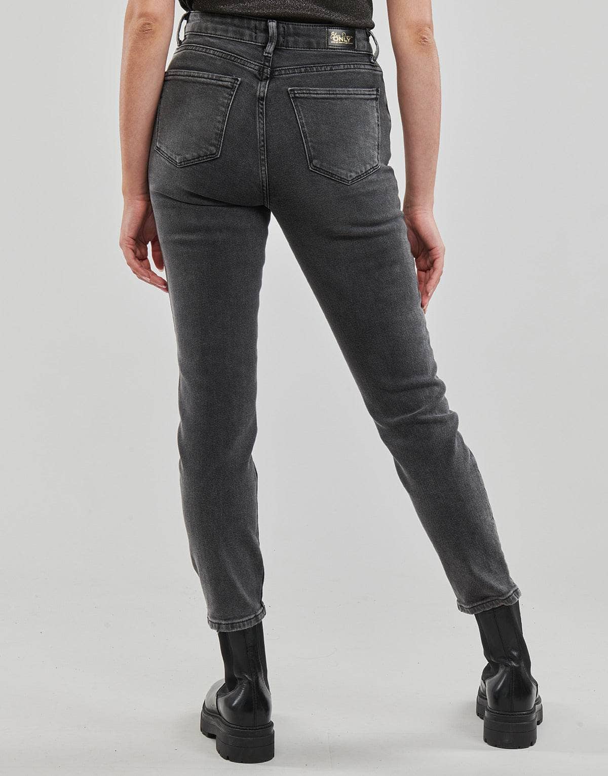 Jeans Mom Donna Only ONLEMILY STRETCH HW ST AK DNM CRO614 Grigio