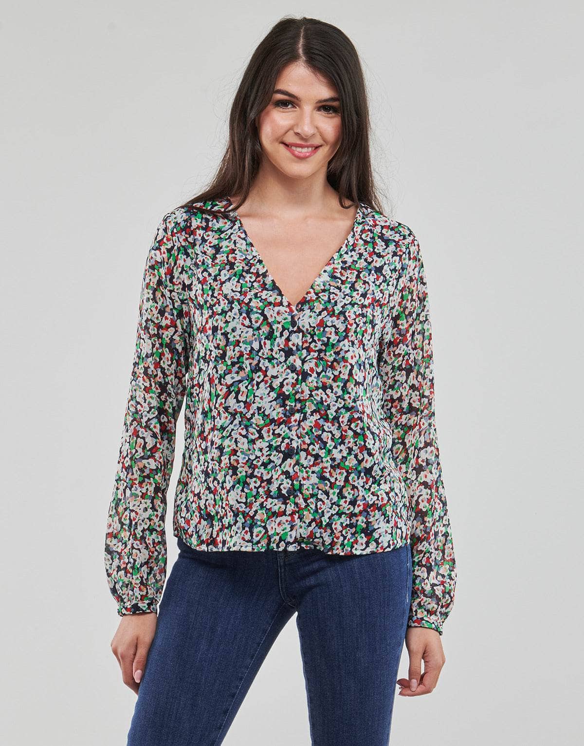 Camicetta Donna Only ONLDANIELLE FR L/S V-NECK LUREX TOP PTM Multicolore