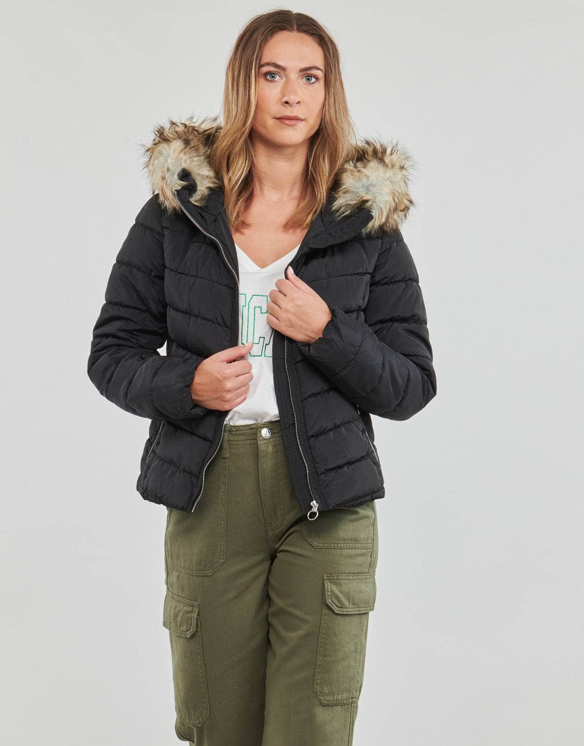 Piumino Donna Only ONLELLAN QUILTED HOOD JACKET CC OTW Nero