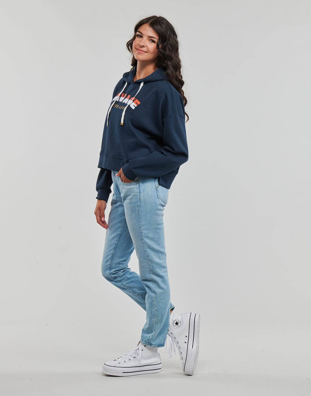 Felpa Donna Only ONLPIXA L/S HOOD CS SWT Marine