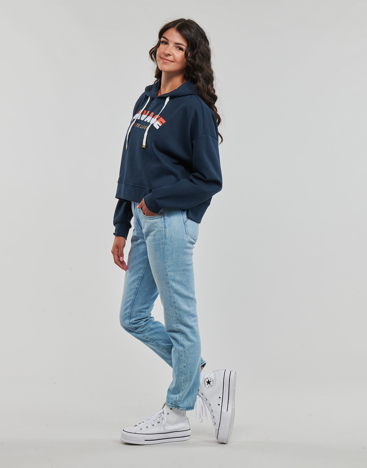 Felpa Donna Only  ONLPIXA L/S HOOD CS SWT  Marine