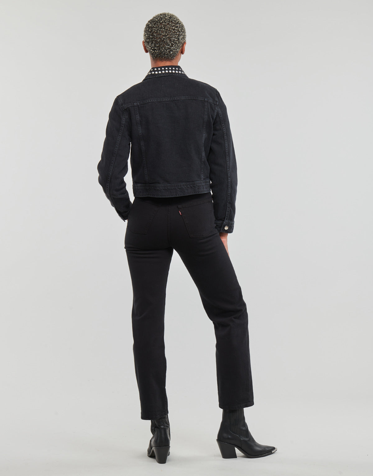 Giacca in pelle Donna Only  ONLGILLA LS STUD DNM BIKER JACKET CRO  Nero