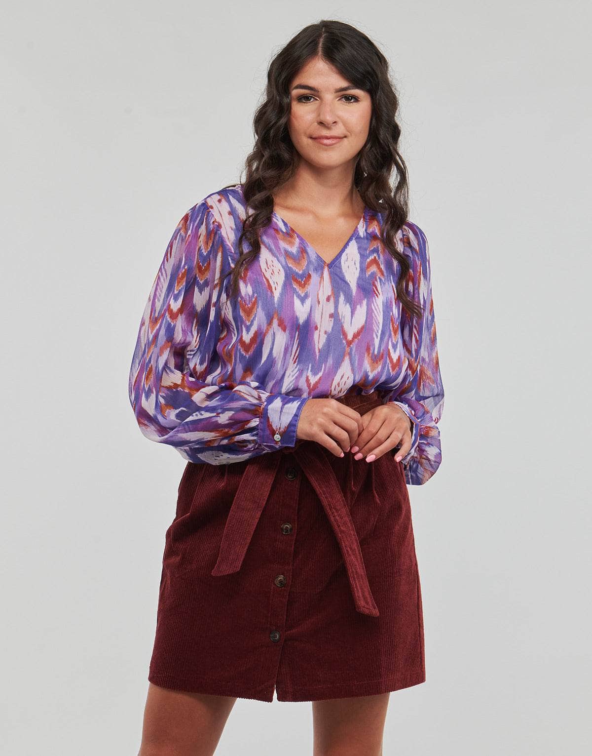 Camicetta Donna Only ONLPAM LIFE L/S V-NECK TOP PTM Viola