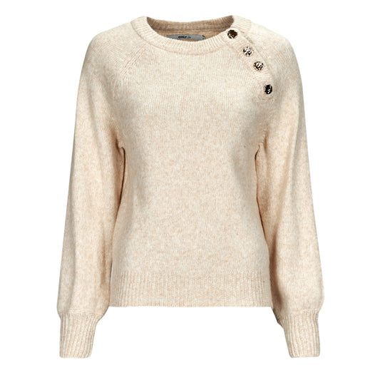 Maglione Donna Only  ONLEMMA LS BUTTON ONECK KNT  Beige