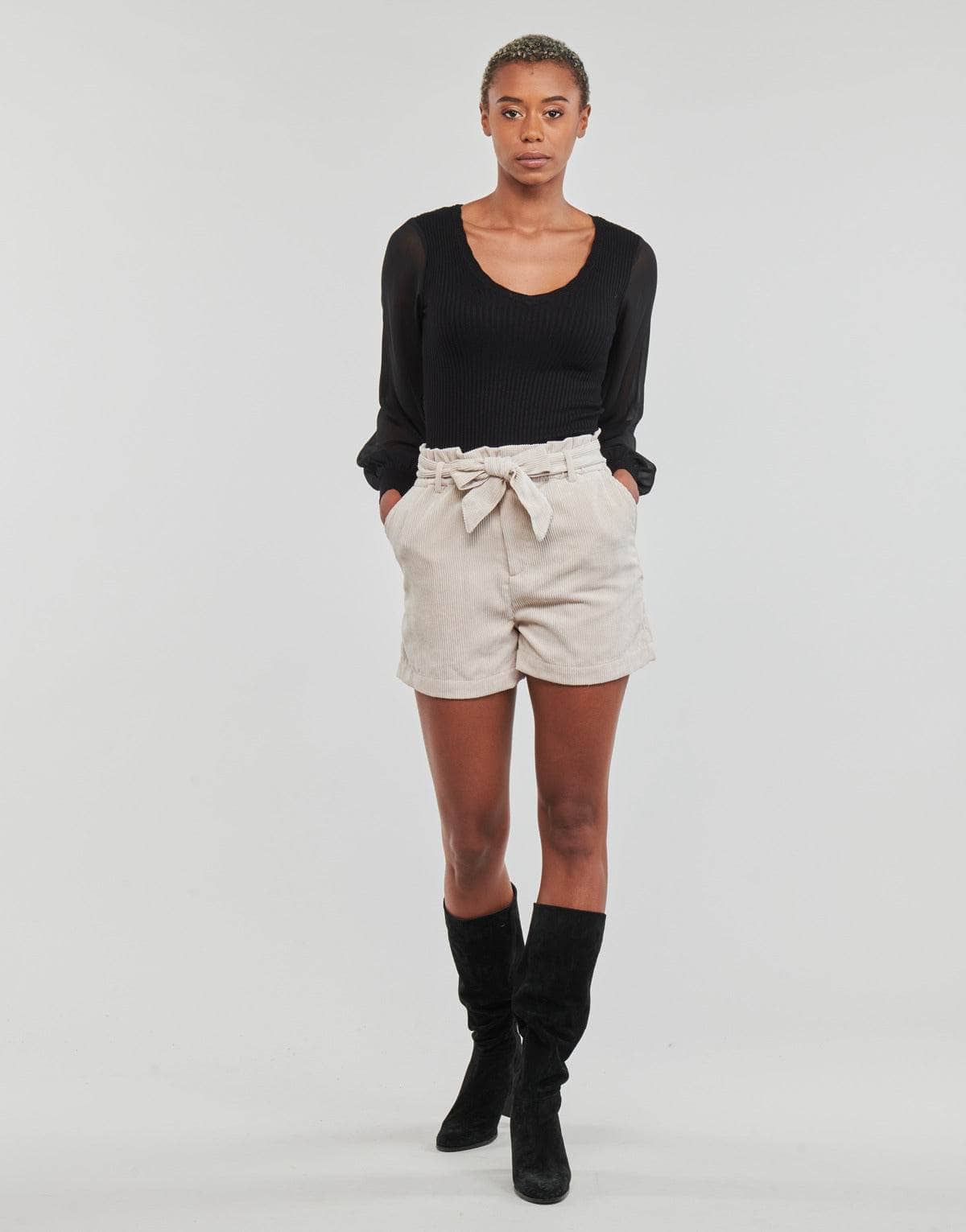 Shorts Donna Only ONLVIOLA HW PB BELT CORD SHORTS TLR Beige