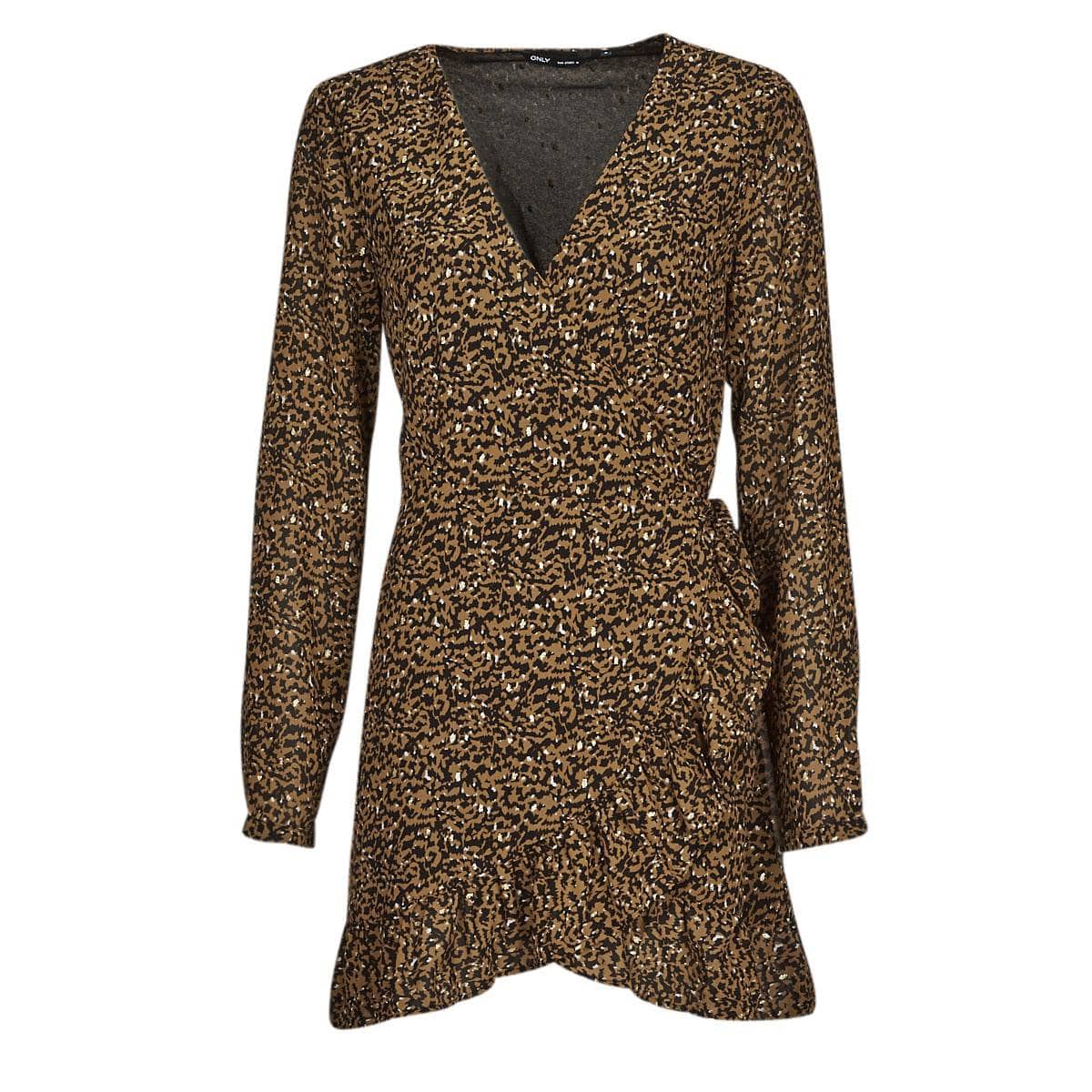 Abito corto Donna Only ONLKACEY FR L/S WRAP DRESS PTM Marrone