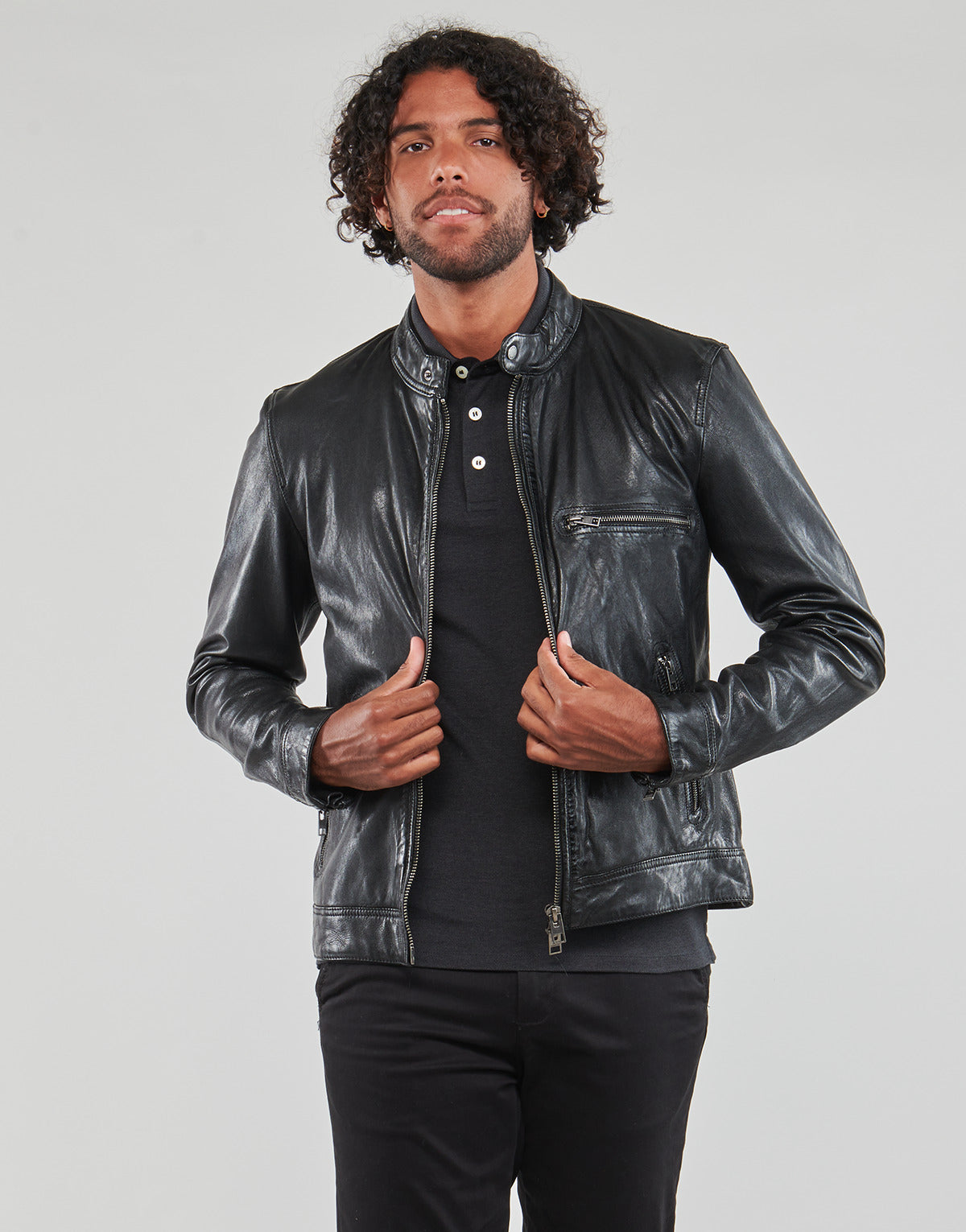 Giacca in pelle Uomo Oakwood BOBBY Nero