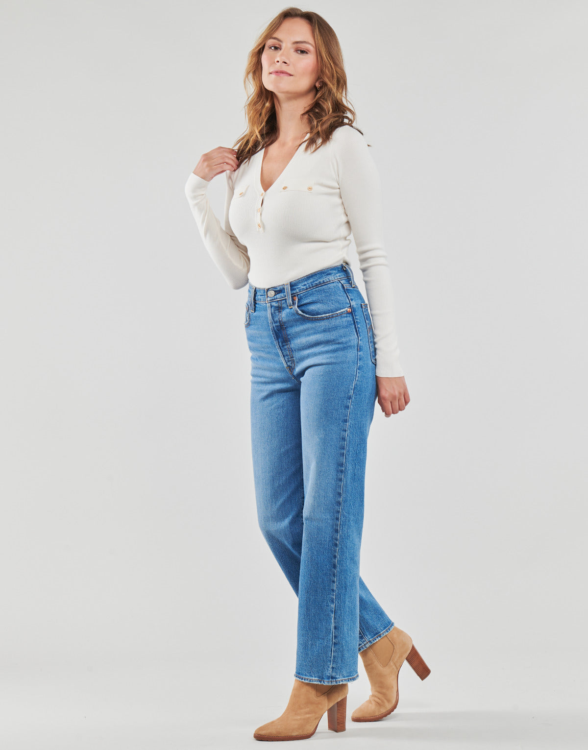 Maglione Donna Guess LS FLAVIE HENLEY SWTR Beige