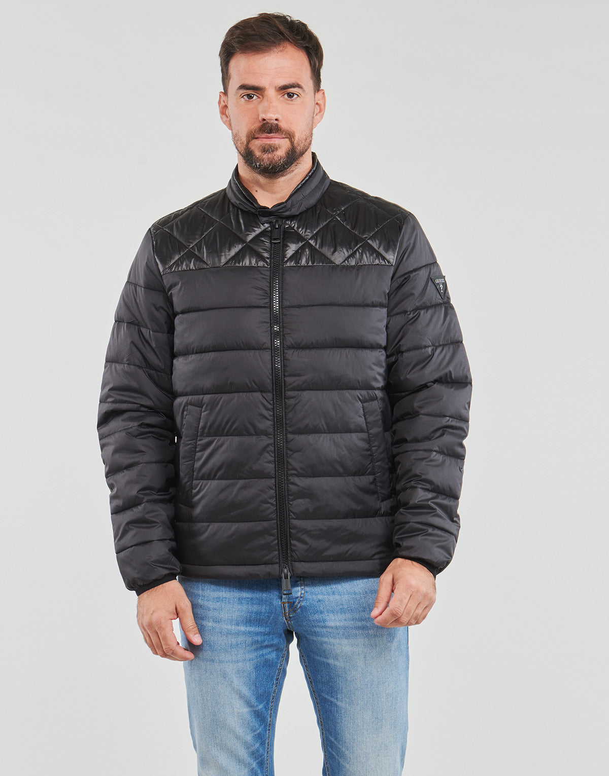Giacca in pelle Uomo Guess LIGHT PUFFA JACKET Nero