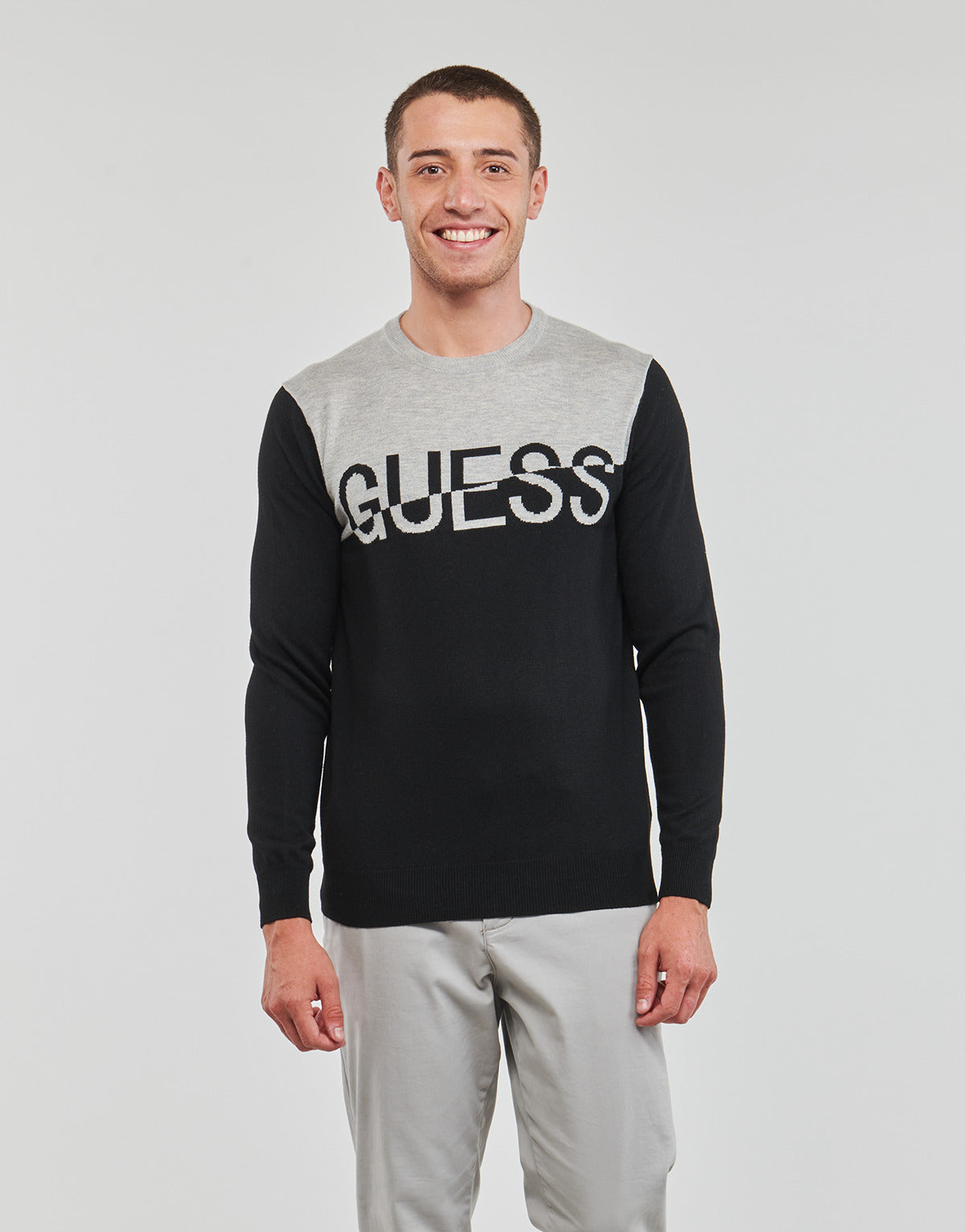 Maglione Uomo Guess ALEX LS CN LOGO SWEATER Nero