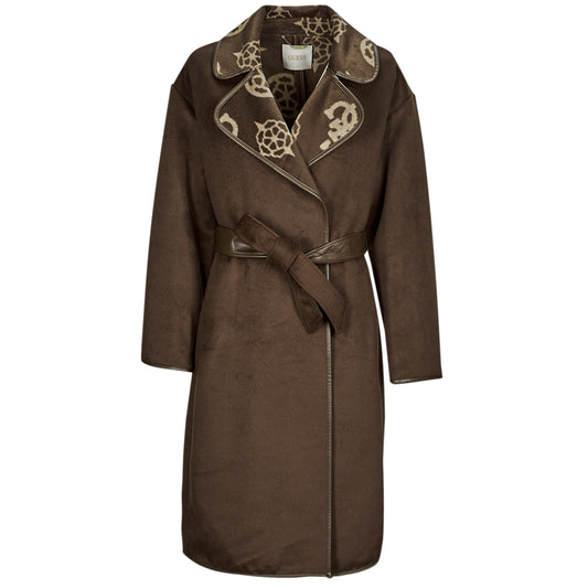 Mantella Donna Guess  LUDOVICA LOGO WRAP COAT  Marrone