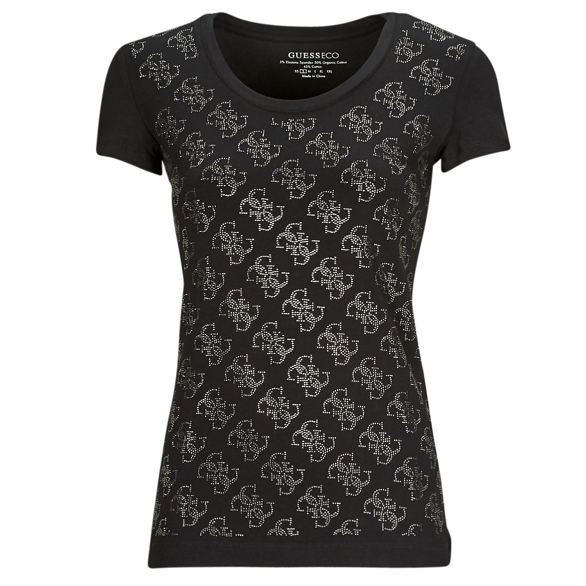T-shirt Donna Guess SS VN 4G ALLOVER TEE Nero
