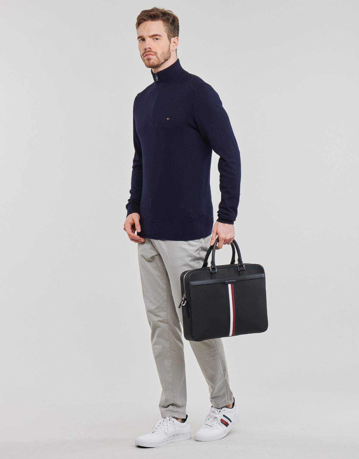 Maglione Uomo Tommy Hilfiger  PIMA ORG CTN CASHMERE ZIP MOCK  Blu