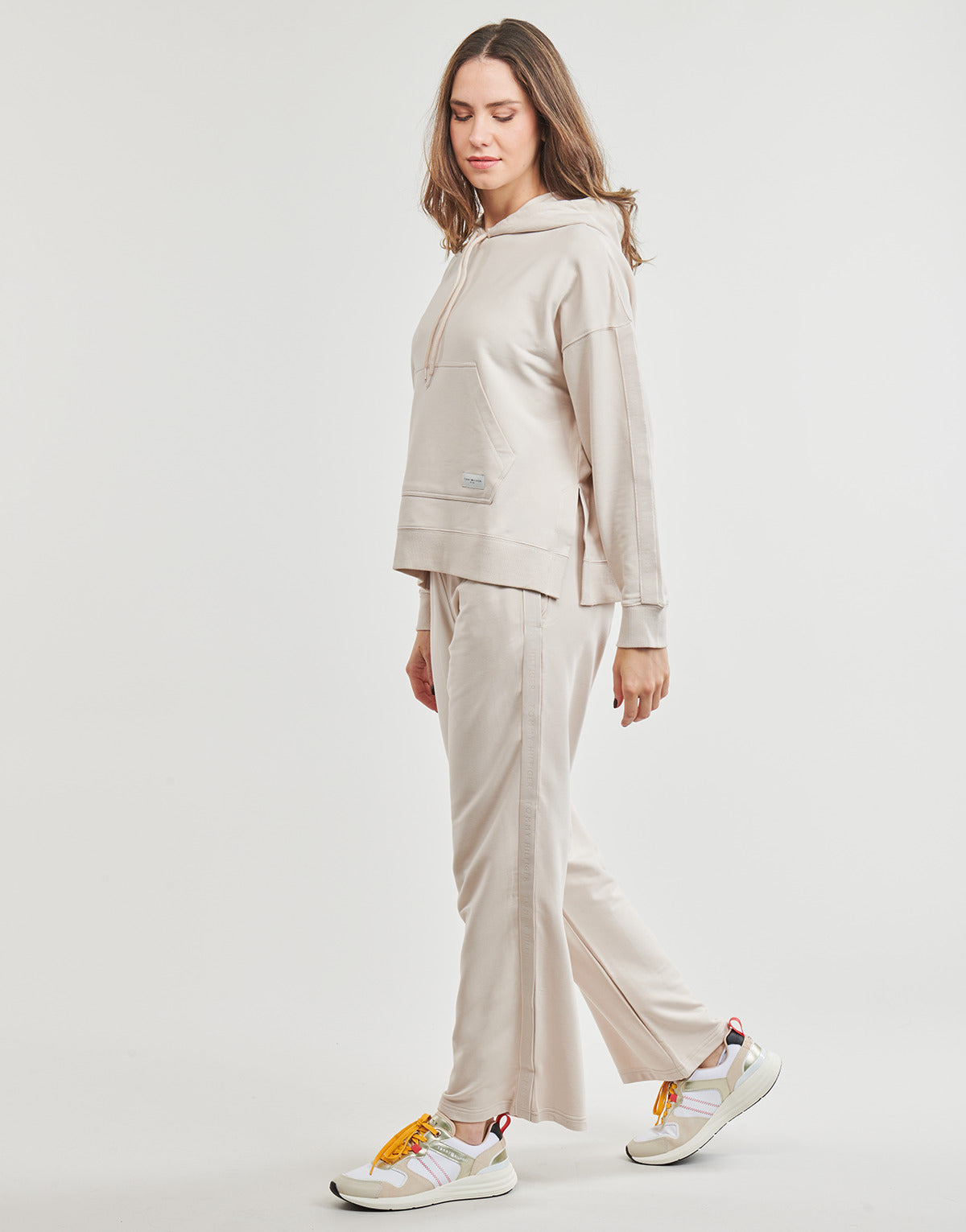 Felpa Donna Tommy Hilfiger LONG HOODIE Beige