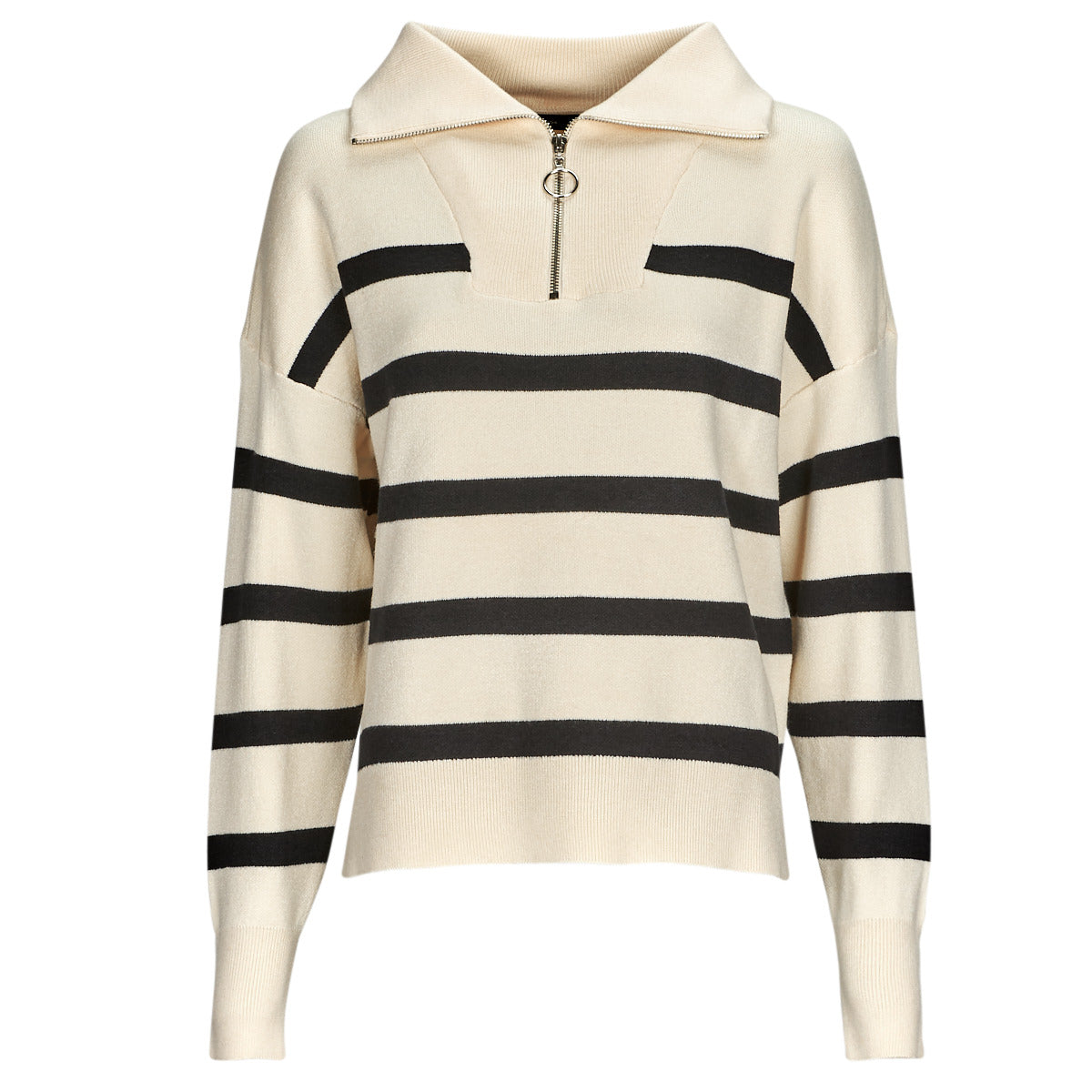 Maglione Donna Vero Moda VMSABA STRIPE LS HIGHNECK BLOUSE GA NOOS Beige