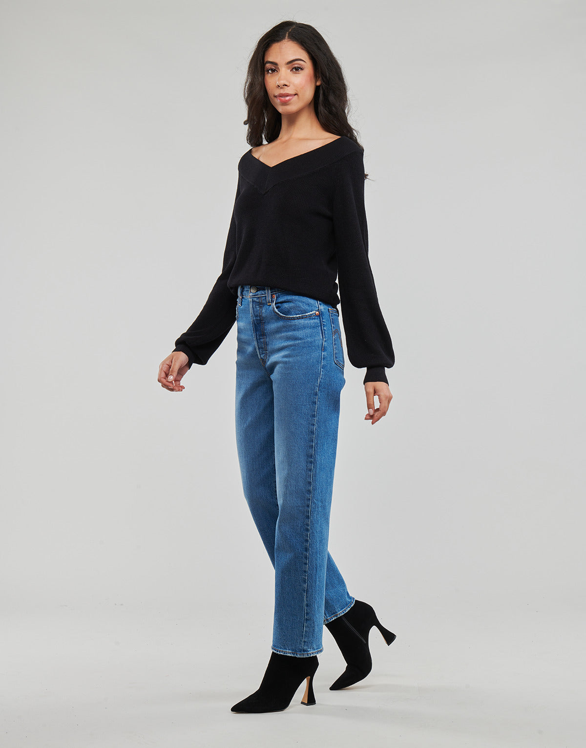 Maglione Donna Vero Moda VMNEWLEXSUN LS DOUBLE V-NCK Nero