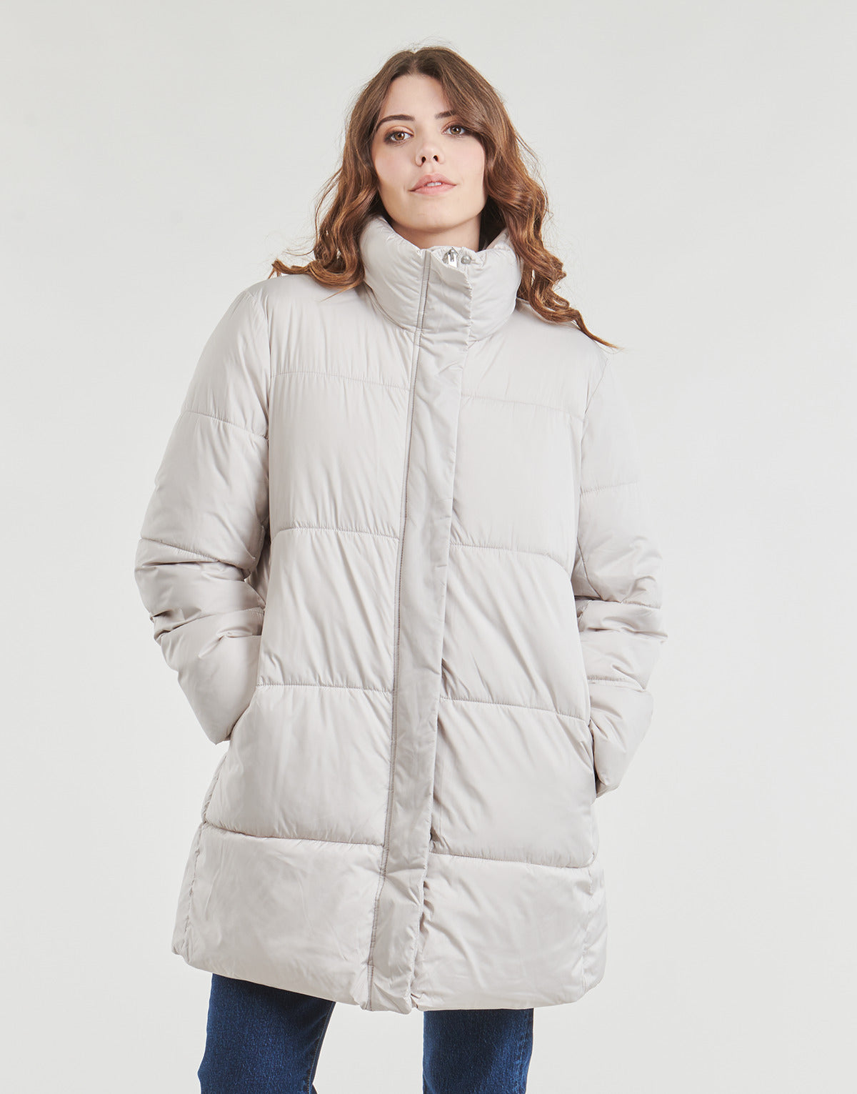 Piumino Donna Esprit Long Cosy Puffer Coat Beige