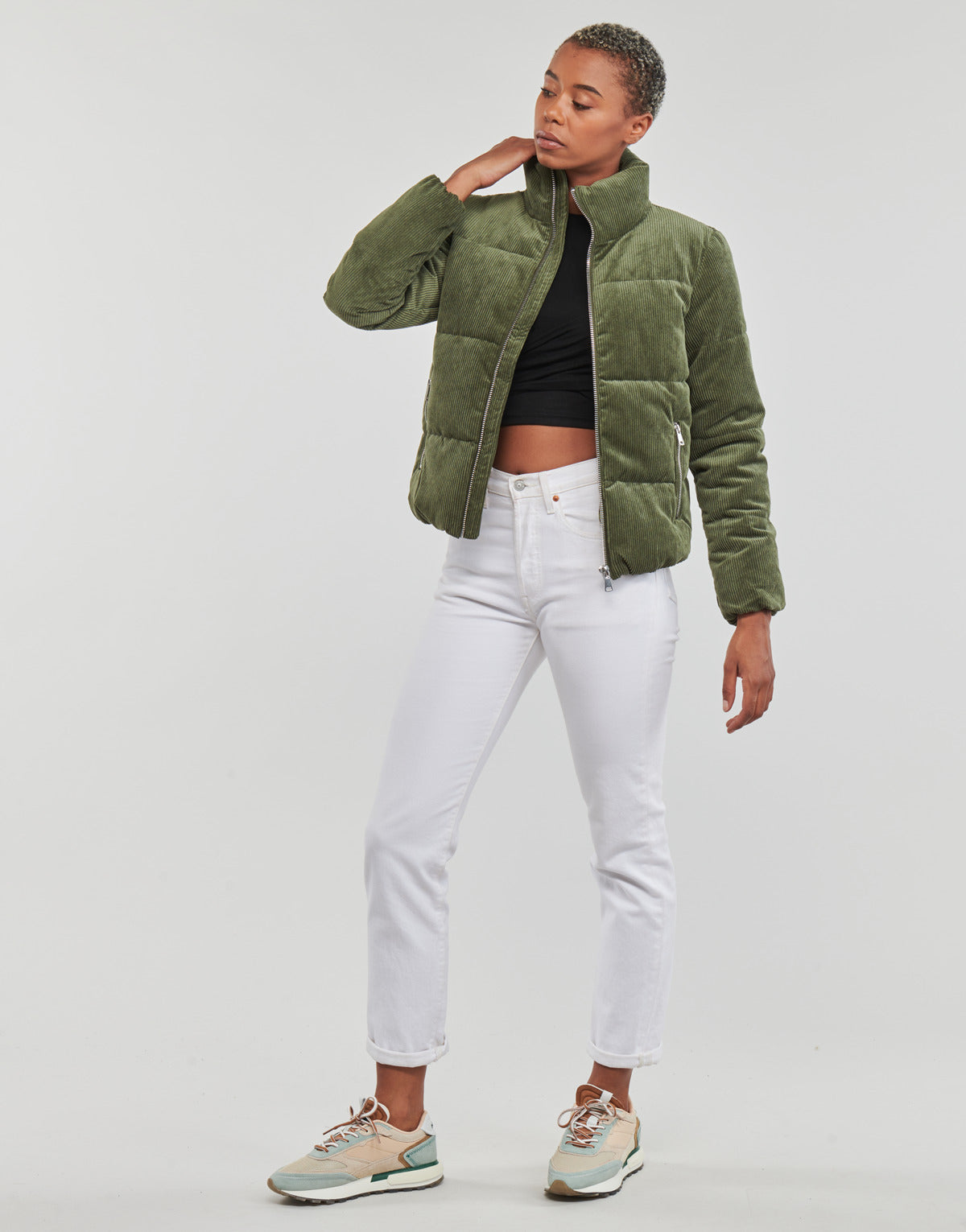 Piumino Donna JDY JDYNEWLEXA PADDED CORDUR JACKET OTW NEW Verde