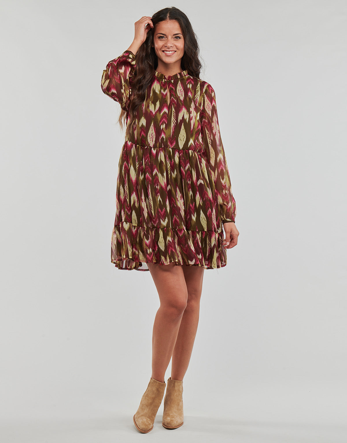 Abito corto Donna Only ONLPAM LIFE L/S HIGHNECK DRESS PTM Marrone