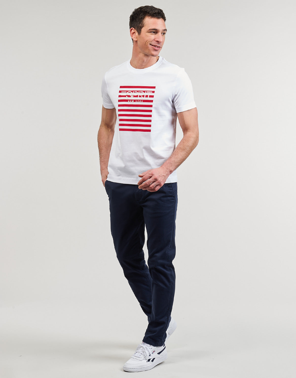 T-shirt Uomo Esprit  OCS LOGO STRIPE  Bianco