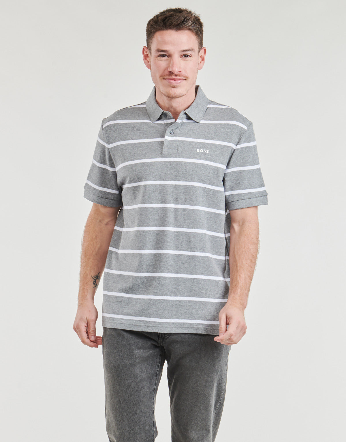 Polo Uomo BOSS  PalesStripe  Grigio