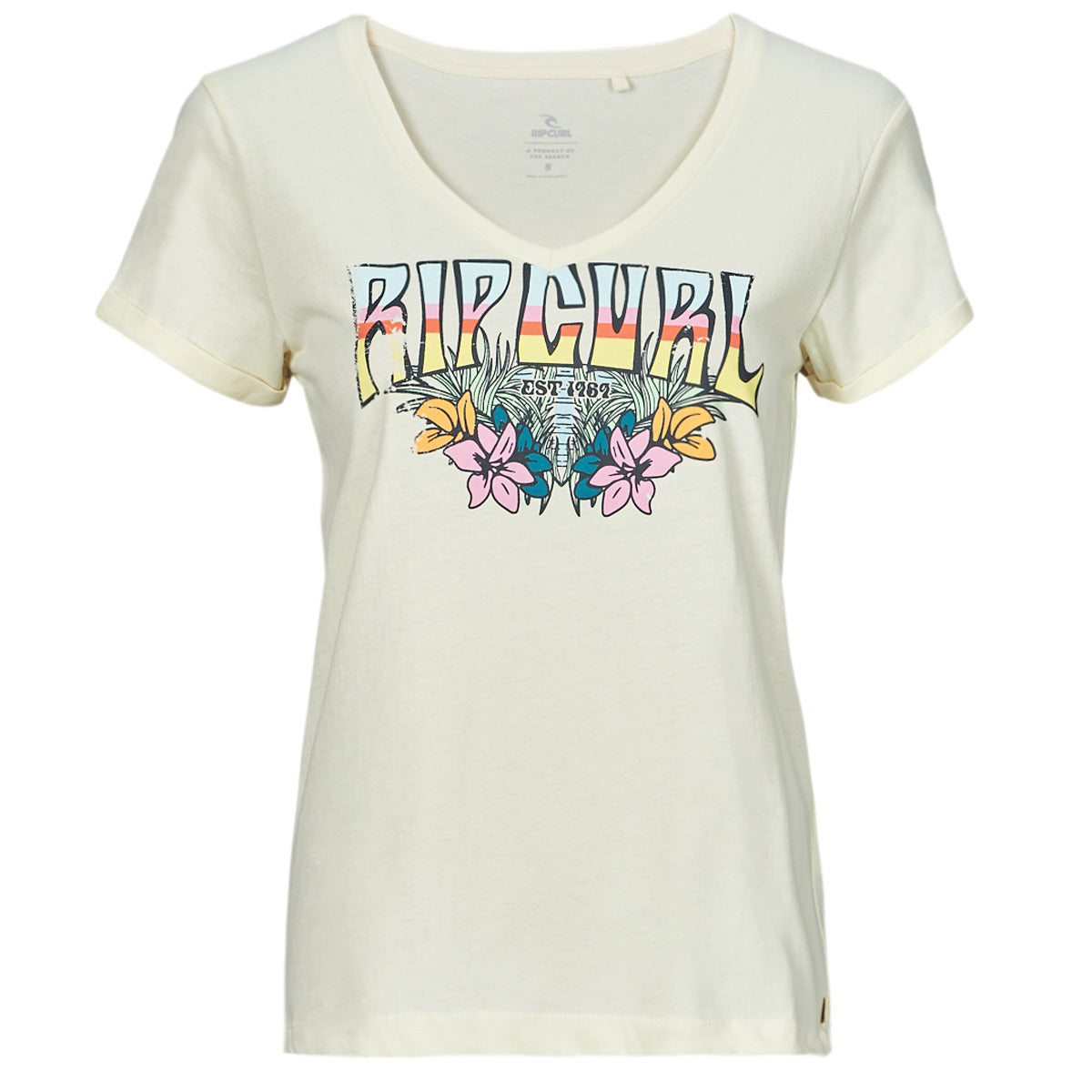 T-shirt Donna Rip Curl  BLOCK PARTY V TEE  Bianco