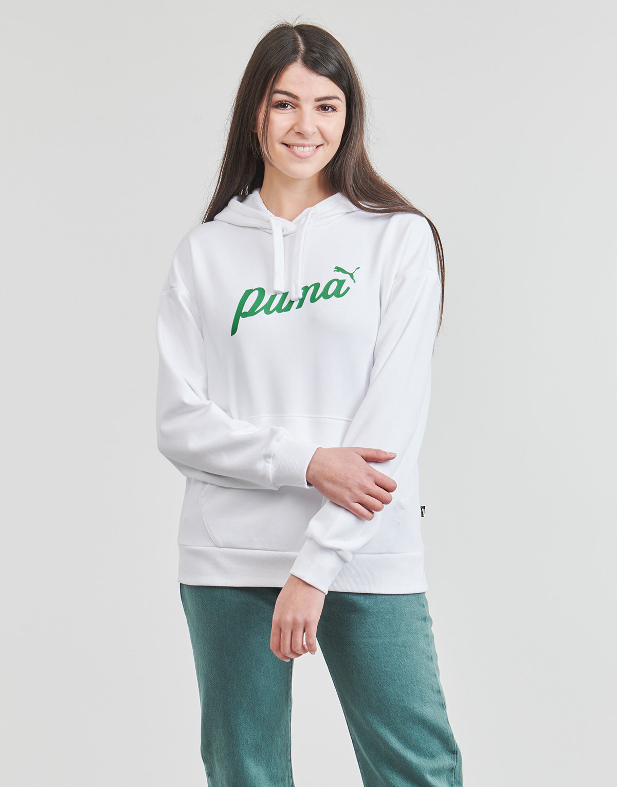 Felpa Donna Puma  ESS+ BLOSSOM SCRIPT HOODIE TR  Bianco