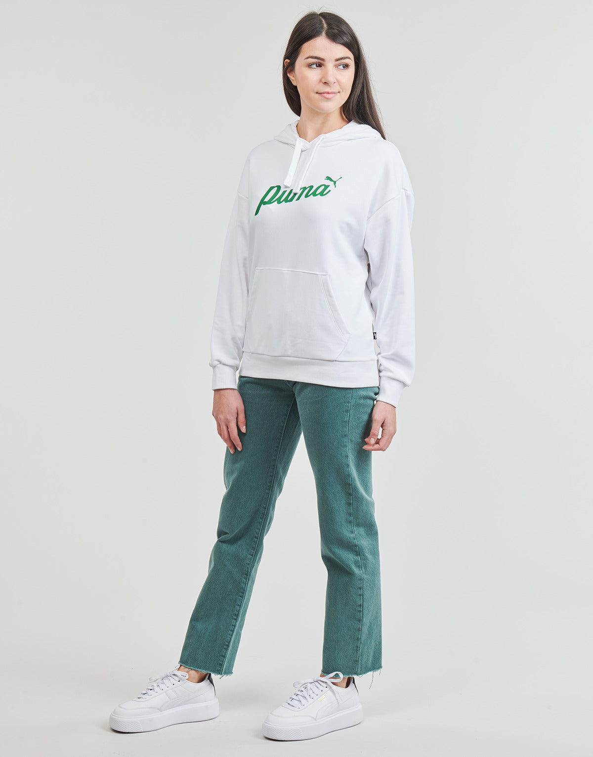 Felpa Donna Puma  ESS+ BLOSSOM SCRIPT HOODIE TR  Bianco