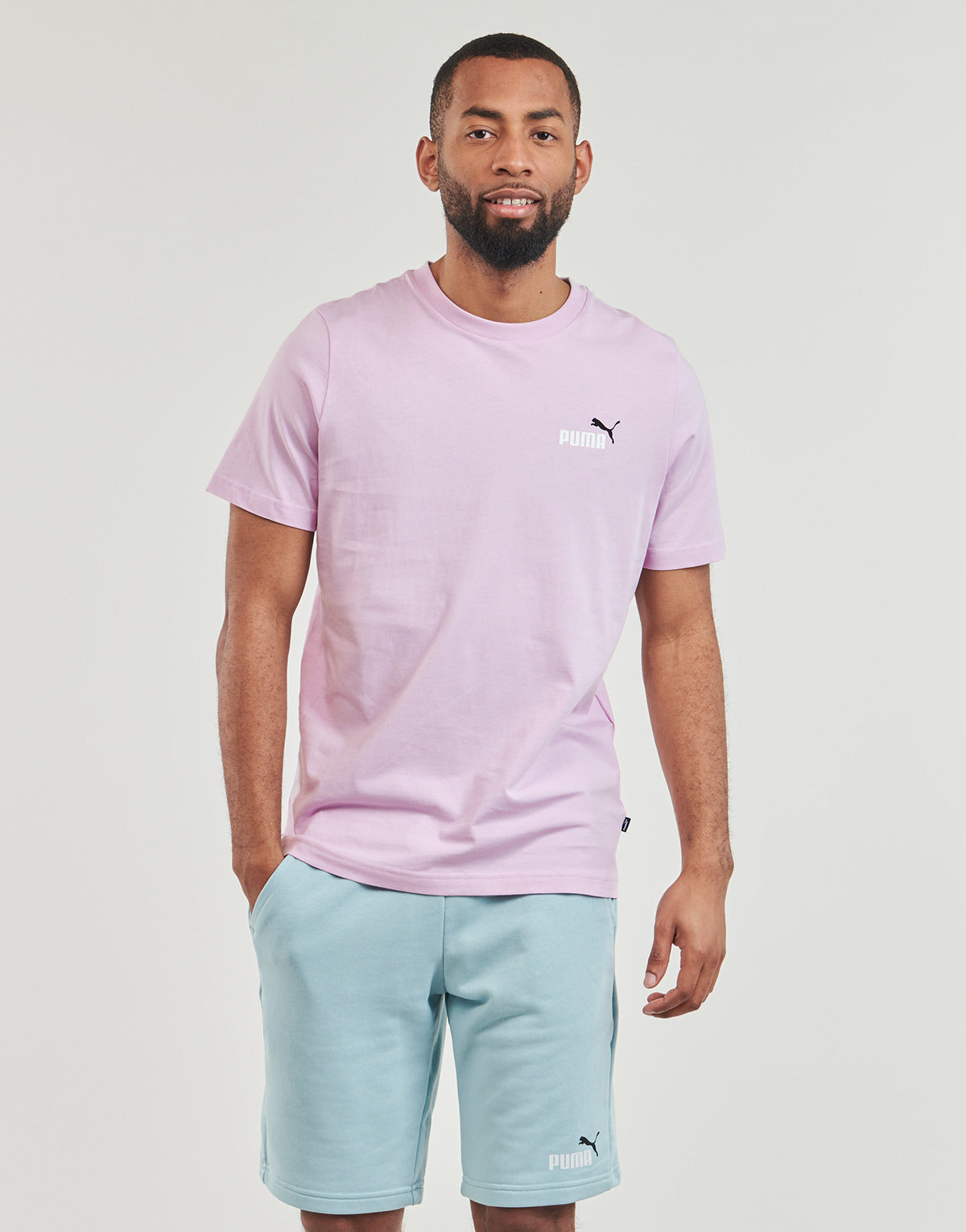 T-shirt Uomo Puma  ESS+ 2 COL SMALL LOGO TEE  Rosa