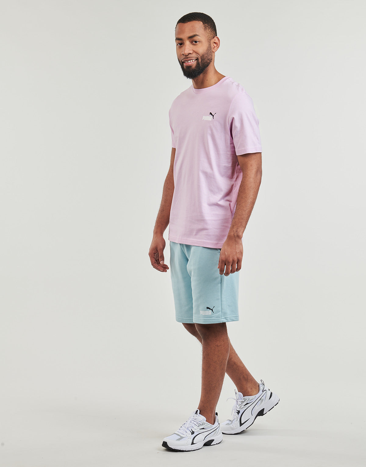 T-shirt Uomo Puma  ESS+ 2 COL SMALL LOGO TEE  Rosa