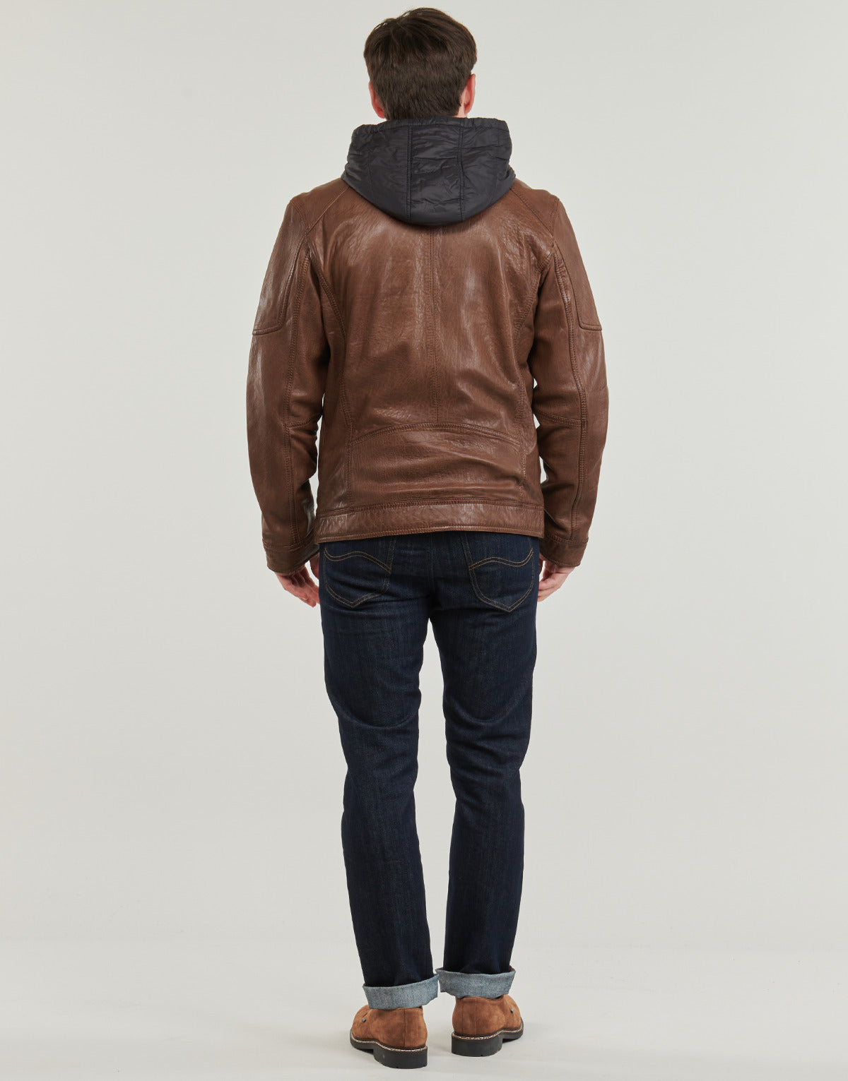 Giacca in pelle Uomo Oakwood  DRIVE 2 (nylon hood)  Marrone