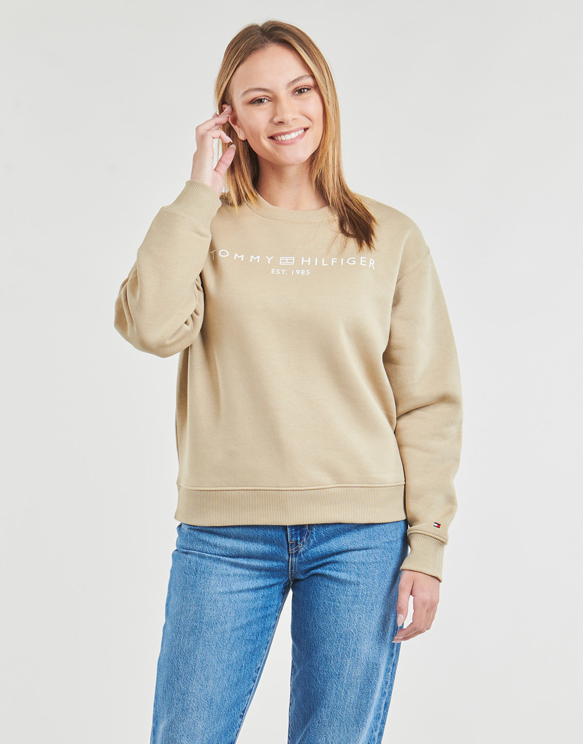 Felpa Donna Tommy Hilfiger  MDRN REG CORP LOGO C-NK SWTSHRT  Beige