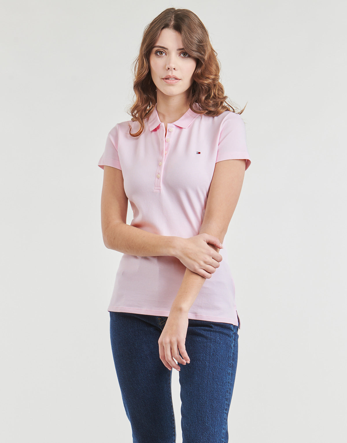 Polo Donna Tommy Hilfiger  HERITAGE SHORT SLEEVESLIM POLO  Rosa