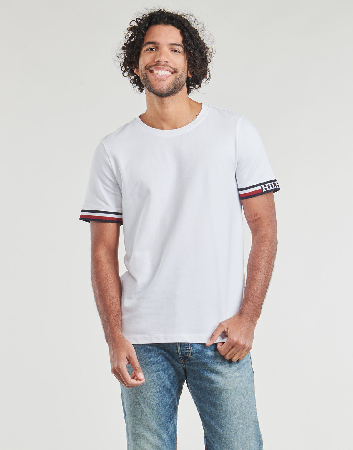 T-shirt Uomo Tommy Hilfiger  MONOTYPE BOLD GSTIPPING TEE  Bianco